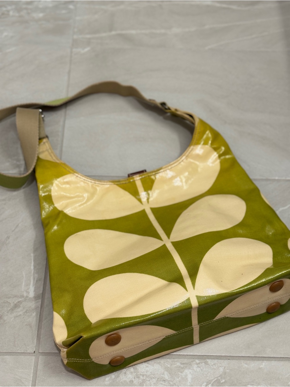 Y2K Orla Kiely Olive Green Midi Crossbody Shoulder Bag